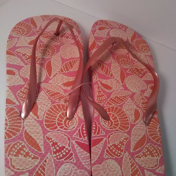 Juncture Women's Flip Flop Sandals Color Pink Seashells Size XL 11/12 NWOT - Picture 2 of 6